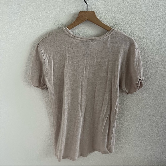 Joe's 100% Linen Cream Tan Classic Tee T-Shirt Heather Cloud Medium - Picture 2 of 6